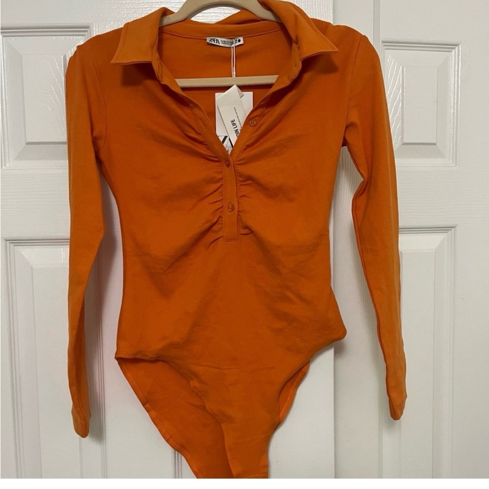 Orange button up Zara Bodysuit